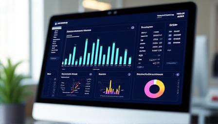 A data dashboard with glowing KPIs