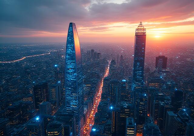 AI technology overlay on London skyline